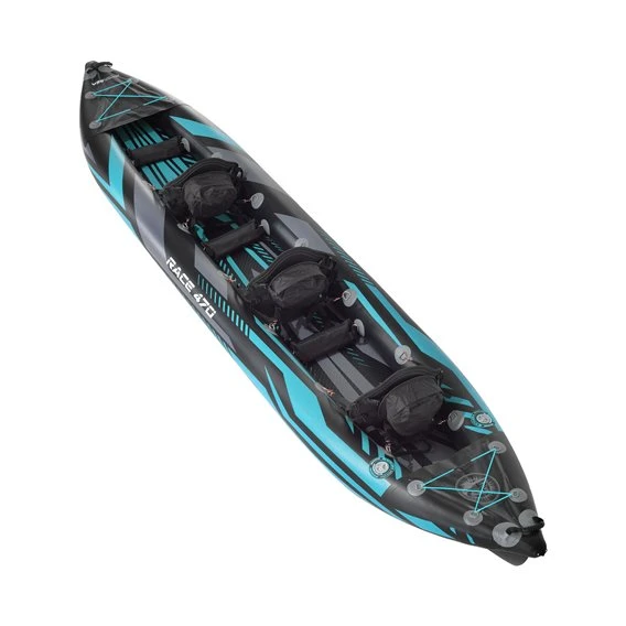 Extasea Race 470 3er Drop-Stitch Kajak Aufblasbar Luftboot Schlauchboot Blau - Image 3