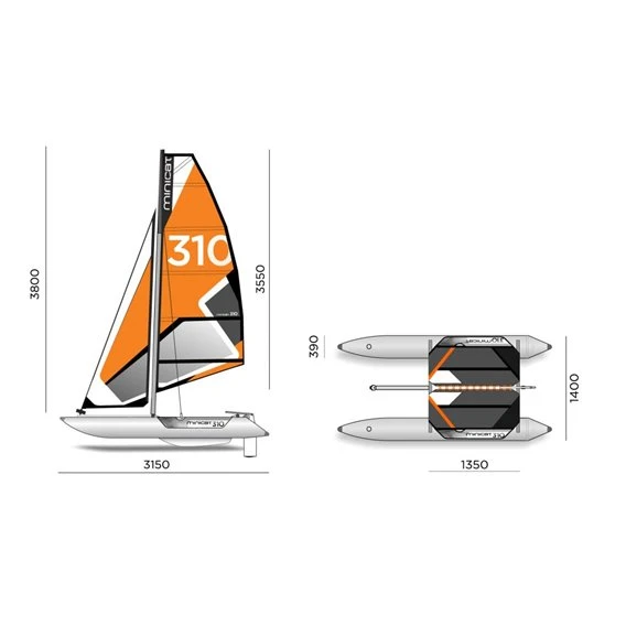 MiniCat 310 Sport Katamaran Aufblasbares Segelboot - Image 4